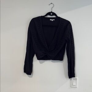 Black Women's Eyelet Top